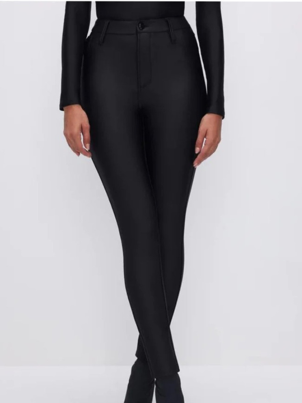 Good American Black High-Rise Skinny Ponte Pants